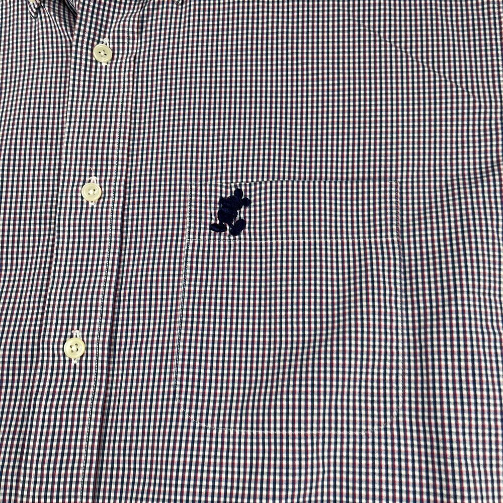 Walt Disney Shirt Blue Red Check Casual Logo Button Up Long Sleeve Mens Large - Picture 3 of 11